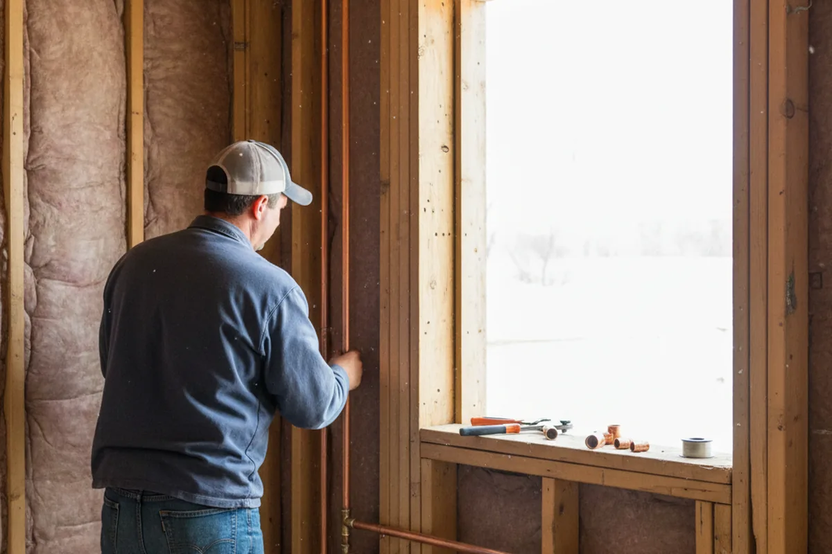 Licensed plumber running new copper supply lines in a Martinsville home