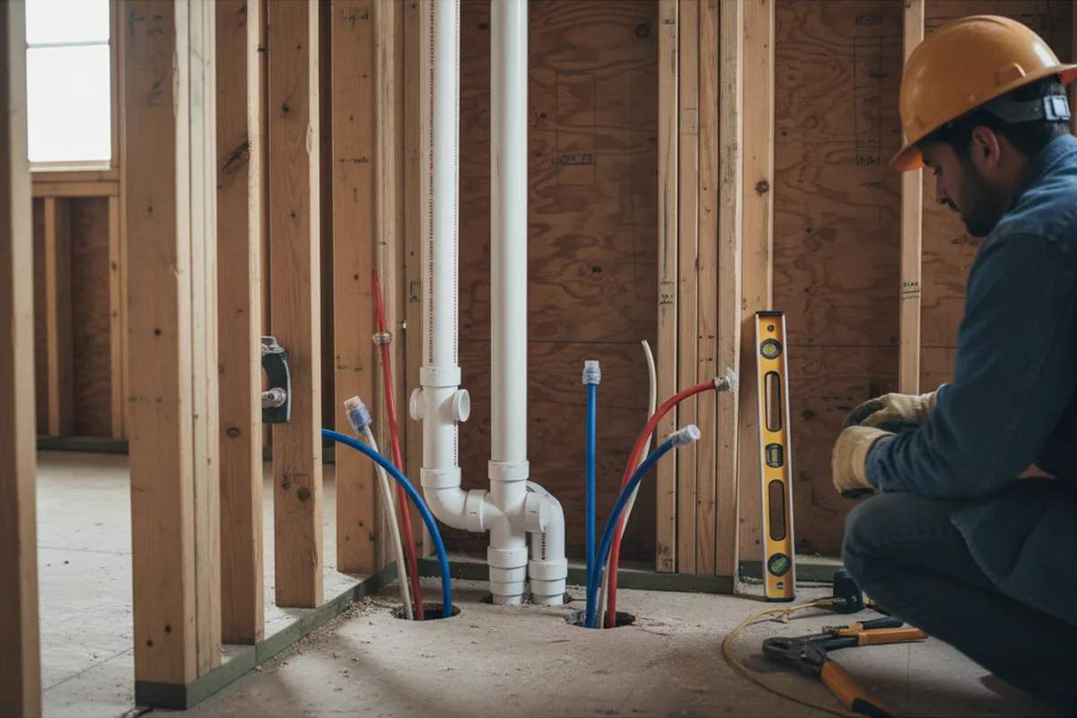 Drain and supply rough-in during Toilet Repair and Installation in Martinsville